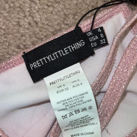 Pretty little thing baby pink diamanté glitter pool party bikini set - Picture 9 of 13